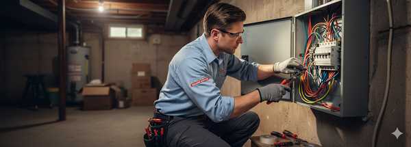 Cornel electrician checking breakers