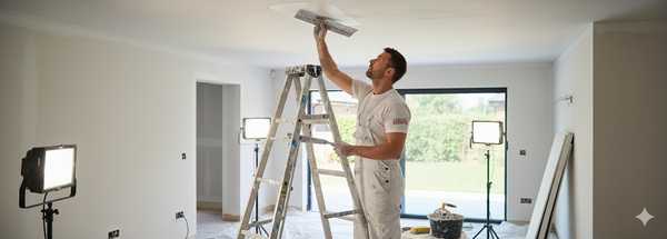 Cornel plasterer repairing ceiling
